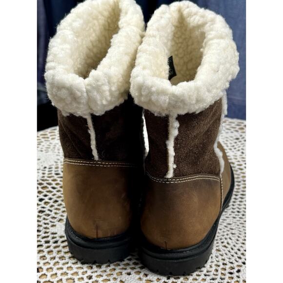Women's Leather/Suede Ankle Boot Oakley Style Sz 8 Brown Faux Fur Lined sku 3169 - Picture 5 of 9